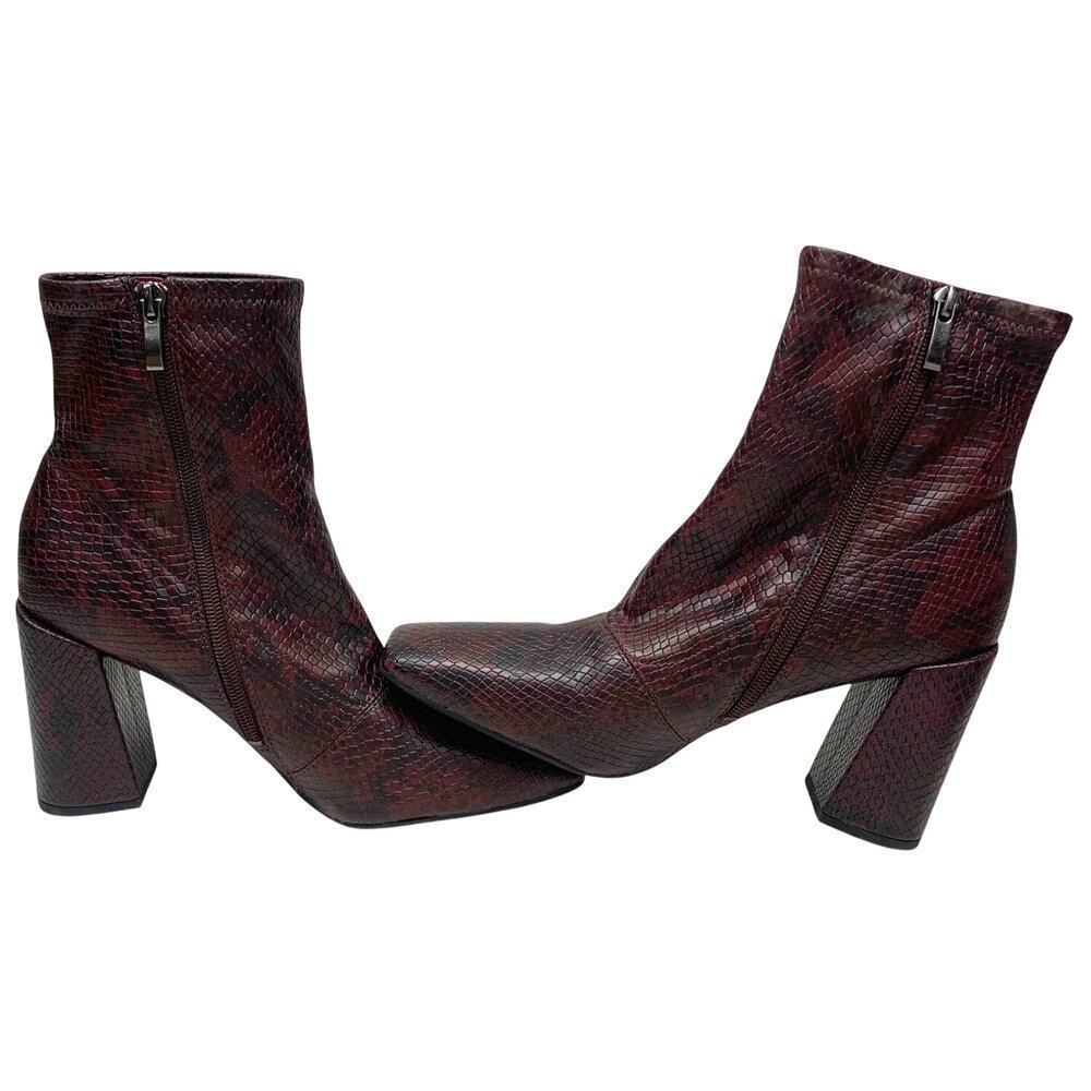 Vintage 1990s Burgundy Hand-Finished Snakeprint Boots 8.5 - Picture 7 of 7